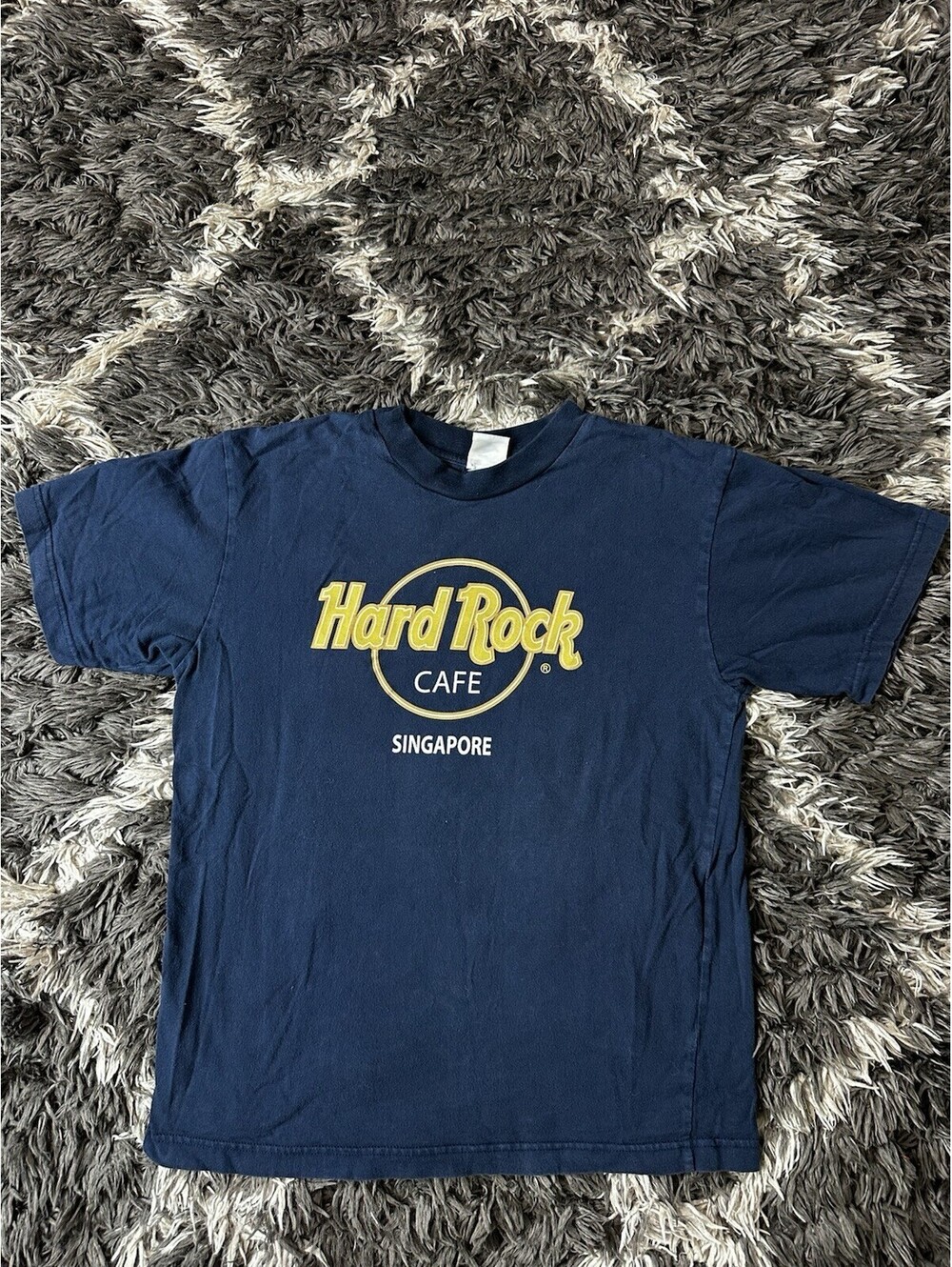 Vintage 90s Hard Rock Cafe Singapore Medium Navy Graphic T-Shirt Single Stitch